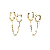 Silver Hoop Earrings Zircon Piercing Ear Cuff Chain Jewelry