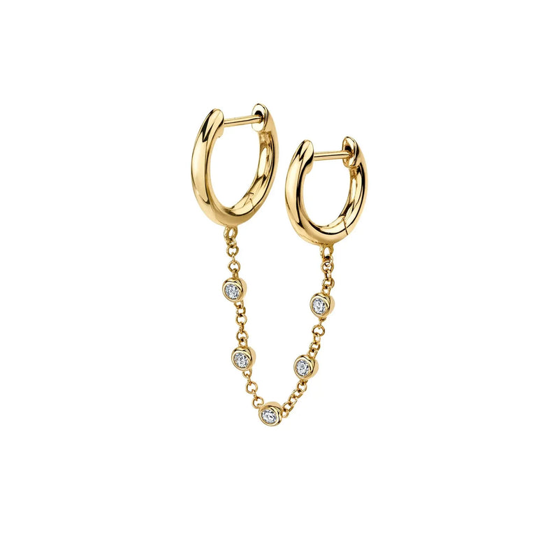 Silver Hoop Earrings Zircon Piercing Ear Cuff Chain Jewelry