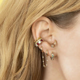 Silver Hoop Earrings Zircon Piercing Ear Cuff Chain Jewelry