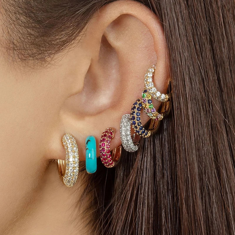 Colorful Cz Zircon Piercing Earrings for Women
