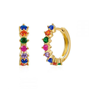 Colorful Zirconia Cz Enamel Hoop Earrings for Women