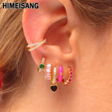 Colorful Zirconia Cz Enamel Hoop Earrings for Women