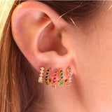 Colorful Zirconia Cz Enamel Hoop Earrings for Women