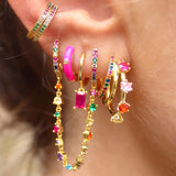 Colorful Zirconia Cz Enamel Hoop Earrings for Women