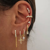 Boho Hoop Earrings Set for Women Retro Piercing Ear Cuffs Stud Dangle Jewelry