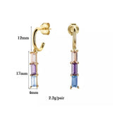 Plated Cross Dangle Earrings Colorful Zircon Hoop Wedding Jewelry