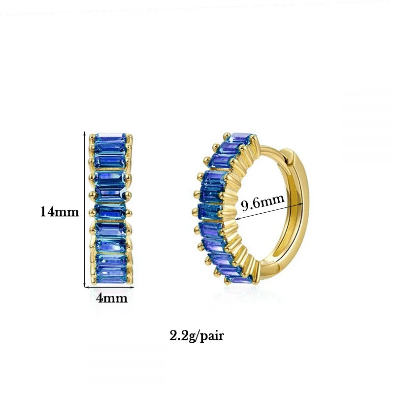 Plated Cross Dangle Earrings Colorful Zircon Hoop Wedding Jewelry