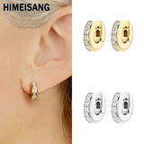 Silver Filled CZ Zircon Wide Hoop Earrings For Women Huggie Earring