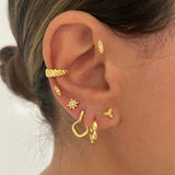 Silver Filled Dangle Earrings For Women EarCuffs Zircon Piercing Stud