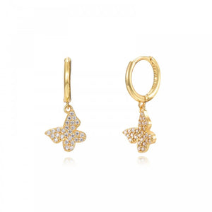 Colorful CZ Zircon Pave Butterfly Dangle Earrings