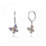Colorful CZ Zircon Pave Butterfly Dangle Earrings