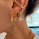 Colorful CZ Zircon Pave Butterfly Dangle Earrings
