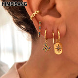 Colorful CZ Zircon Pave Butterfly Dangle Earrings