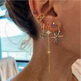 Colorful CZ Zircon Pave Butterfly Dangle Earrings