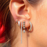 Silver Filled Hoop Earrings Zircon Teardrop Dangle Studs
