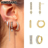 Silver Filled Hoop Earrings Zircon Teardrop Dangle Studs