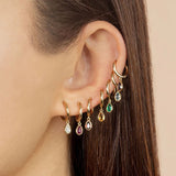 Silver Filled Teardrop Rainbow Zircon Earrings