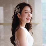 Bridal Flower Leaf Crystal Hairpins Headpiece Wedding Accessories