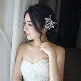 Bridal Flower Leaf Crystal Hairpins Headpiece Wedding Accessories