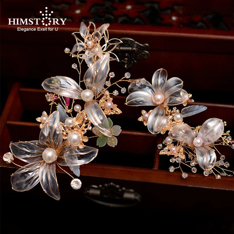 Vintage Flowers Brides Sticks Crystal Bridal Barrettes