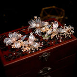 Vintage Flowers Brides Sticks Crystal Bridal Barrettes