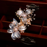 Vintage Flowers Brides Sticks Crystal Bridal Barrettes