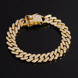 12MM Prong Necklace + Baguette Watch + Bracelet Hip Hop Cuban Chain