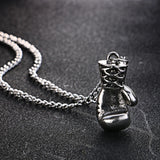 HIP Titanium Stainless Steel Boxing Gloves Pendant Necklace