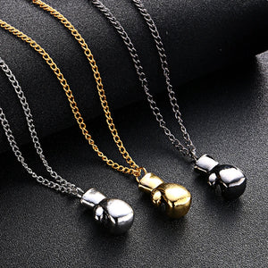 HIP Titanium Stainless Steel Boxing Gloves Pendant Necklace