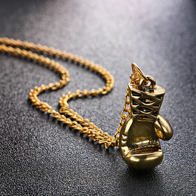 HIP Titanium Stainless Steel Boxing Gloves Pendant Necklace