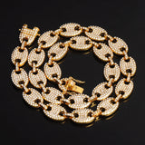 Bling Multicolor Coffee Bean Iced Out CZ Pig Nose Charm Link Chain Jewelry