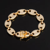 Bling Multicolor Coffee Bean Iced Out CZ Pig Nose Charm Link Chain Jewelry