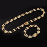 Bling Multicolor Coffee Bean Iced Out CZ Pig Nose Charm Link Chain Jewelry