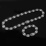 Bling Multicolor Coffee Bean Iced Out CZ Pig Nose Charm Link Chain Jewelry