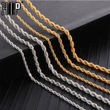 3mm 4mm 5mm Rope Chain Necklace Stainless Steel Necklaces For Women Men