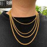 3mm 4mm 5mm Rope Chain Necklace Stainless Steel Necklaces For Women Men