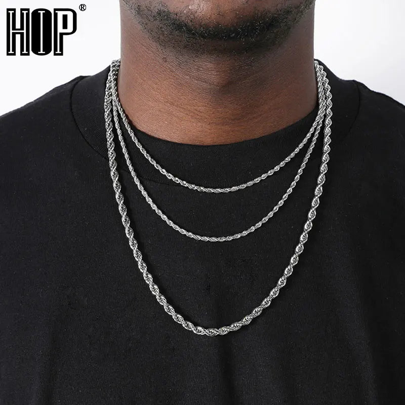 3mm 4mm 5mm Rope Chain Necklace Stainless Steel Necklaces For Women Men