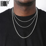 3mm 4mm 5mm Rope Chain Necklace Stainless Steel Necklaces For Women Men