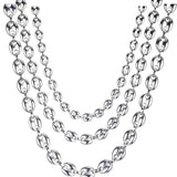 Stainless Steel Silver Coffee Beans Link Chain Necklace for Men