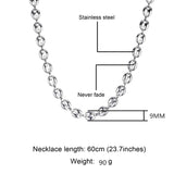 Stainless Steel Silver Coffee Beans Link Chain Necklace for Men