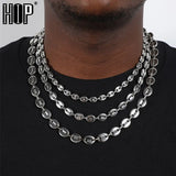 Stainless Steel Silver Coffee Beans Link Chain Necklace for Men