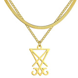 Double Layered Necklace for Women Snake Chain Choker With Triangle Pendant