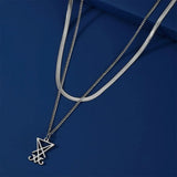 Double Layered Necklace for Women Snake Chain Choker With Triangle Pendant