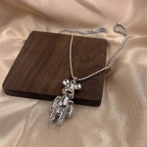 HIPHOP Stainless Steel Violent Bears Pendant Necklace Charm Choker