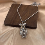 HIPHOP Stainless Steel Violent Bears Pendant Necklace Charm Choker