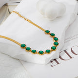 Butterfly Love Pendant Steel Bracelet Women Charm Jewelry Green Agate Zircon
