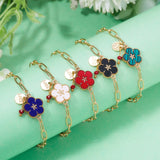 Shamrock Flower Charm Bracelet Stainless Steel Clover Bangles