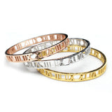 Classic Hollow Roman Numeral Bracelet Stainless Steel Bangle