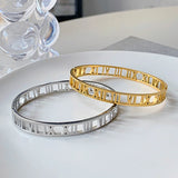 Classic Hollow Roman Numeral Bracelet Stainless Steel Bangle