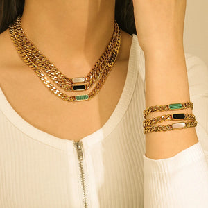 Stainless Steel Square Plate Bracelet for Women Jewelry